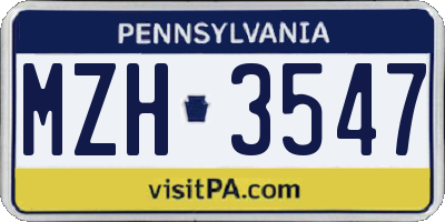 PA license plate MZH3547