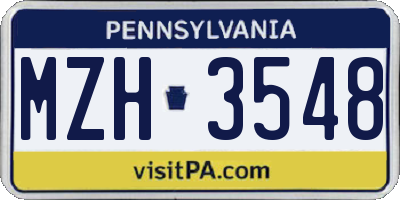 PA license plate MZH3548