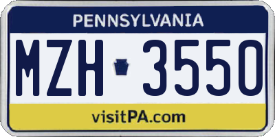 PA license plate MZH3550