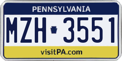 PA license plate MZH3551