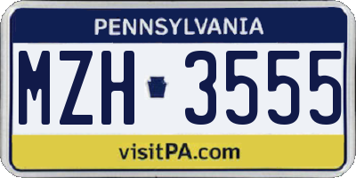 PA license plate MZH3555