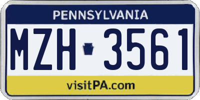 PA license plate MZH3561