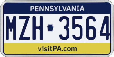 PA license plate MZH3564