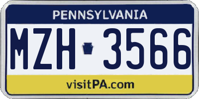 PA license plate MZH3566
