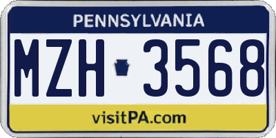PA license plate MZH3568