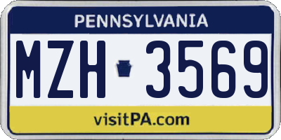 PA license plate MZH3569