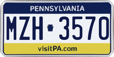 PA license plate MZH3570