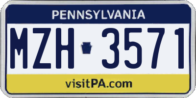 PA license plate MZH3571