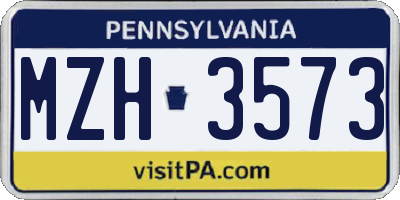 PA license plate MZH3573