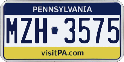PA license plate MZH3575