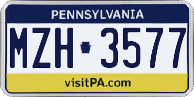 PA license plate MZH3577