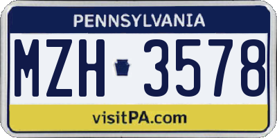 PA license plate MZH3578