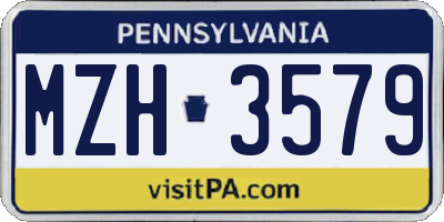 PA license plate MZH3579