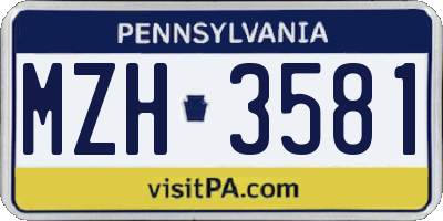PA license plate MZH3581