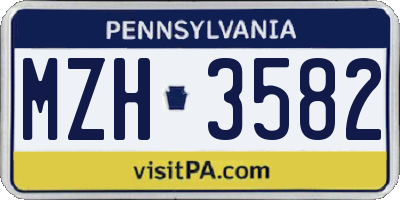 PA license plate MZH3582