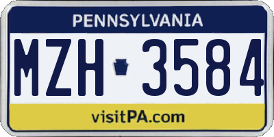 PA license plate MZH3584