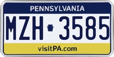 PA license plate MZH3585