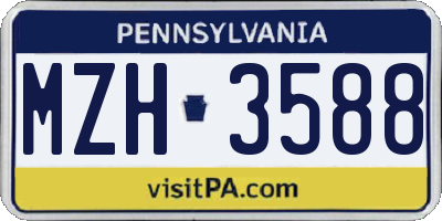 PA license plate MZH3588