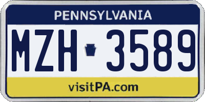 PA license plate MZH3589