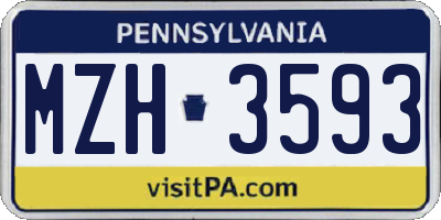 PA license plate MZH3593