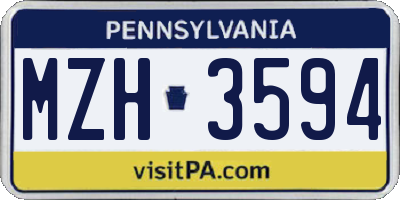 PA license plate MZH3594