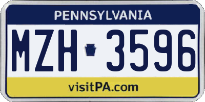 PA license plate MZH3596