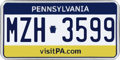 PA license plate MZH3599