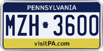 PA license plate MZH3600