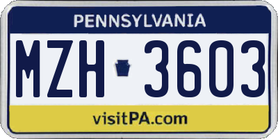 PA license plate MZH3603