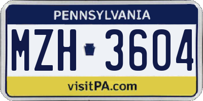 PA license plate MZH3604