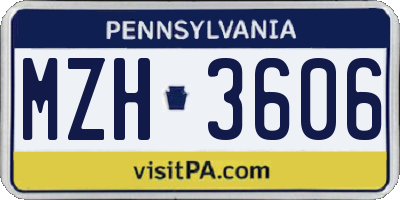 PA license plate MZH3606
