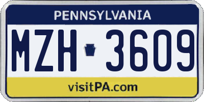 PA license plate MZH3609