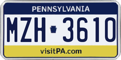PA license plate MZH3610