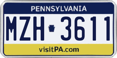 PA license plate MZH3611
