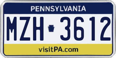PA license plate MZH3612