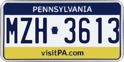 PA license plate MZH3613