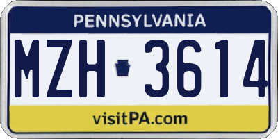 PA license plate MZH3614