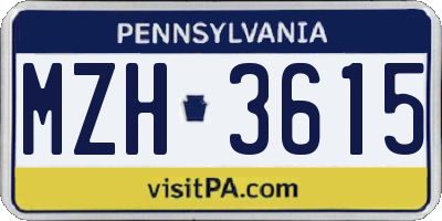 PA license plate MZH3615