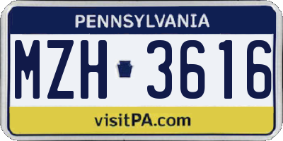PA license plate MZH3616