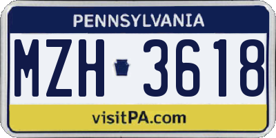PA license plate MZH3618