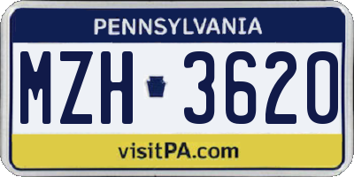 PA license plate MZH3620