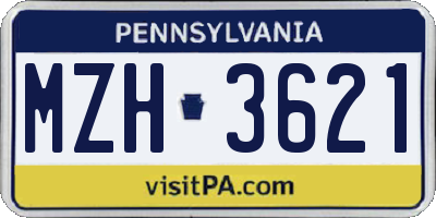PA license plate MZH3621