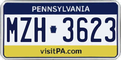 PA license plate MZH3623