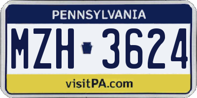 PA license plate MZH3624