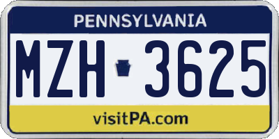 PA license plate MZH3625