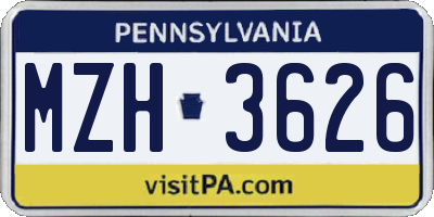 PA license plate MZH3626