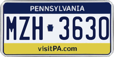 PA license plate MZH3630