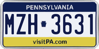 PA license plate MZH3631