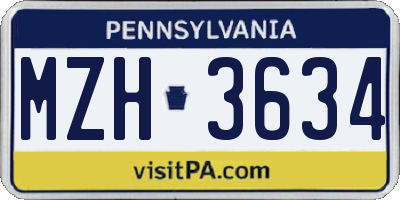 PA license plate MZH3634