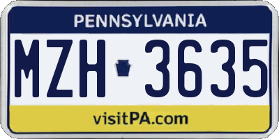 PA license plate MZH3635